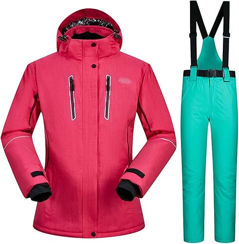 Miniatura 5 de Conjunto de chaquetas y pantalones de esquí para mujer invierno al aire libre talla grande trajes de esquí cálidos con capucha trajes de nieve