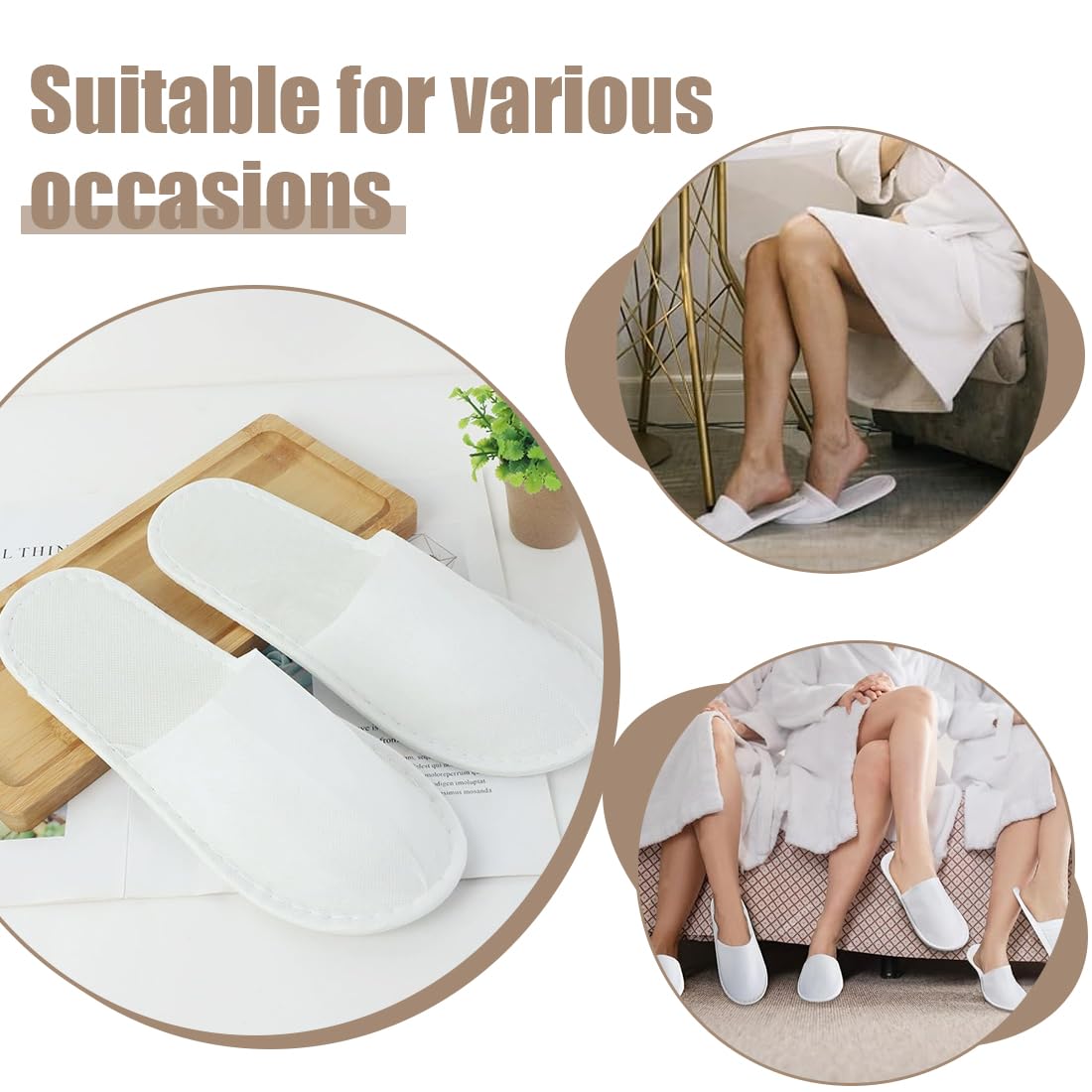 4 Paia Pantofole Antiscivolo, Pantofole Ospiti Riutilizzabili, Ciabatte Ospiti Lavabili, Ciabatte Hotel Monouso per Uomo e Donna, Pantofole da Spa, Taglia unica, Spugna Premium, Misura Universale