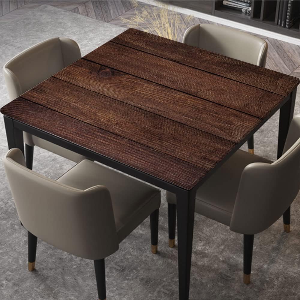 DUNHUANG Art Wooden Texture Square Fitted Tablecloth, Table Cover Waterproof Polyester Washable for Indoor Outdoor Party & Banquet Dinner, Fits Square Table for 36"x36" Table, Wooden Texture -60 Wooden Texture -60 Suitable for 36"x36" Table