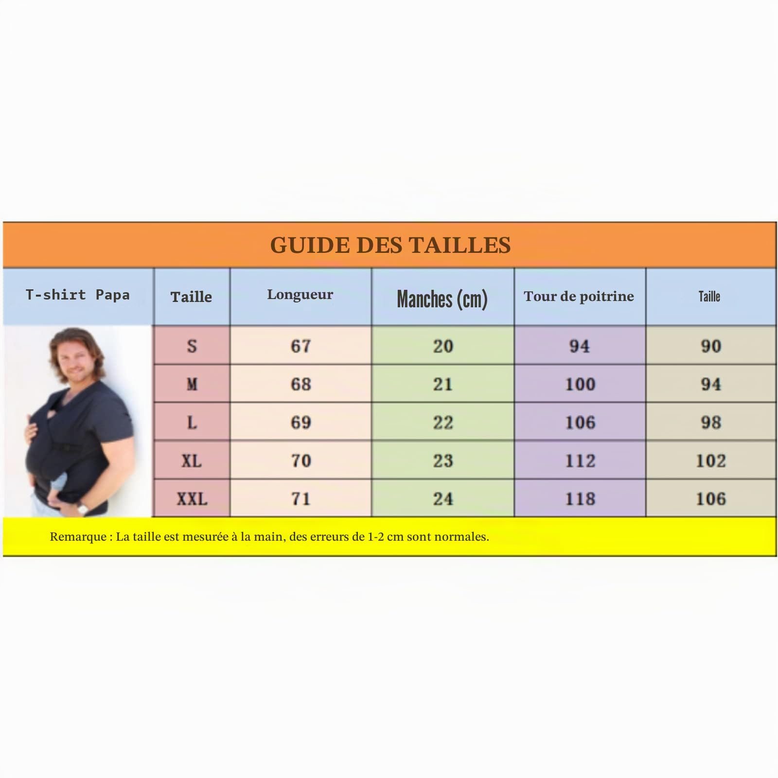 Amtopiyo Père T-Shirt Kangourou Mère Apaiser Porte-bébé en écharpe Col en V Manches Courtes Débardeurs