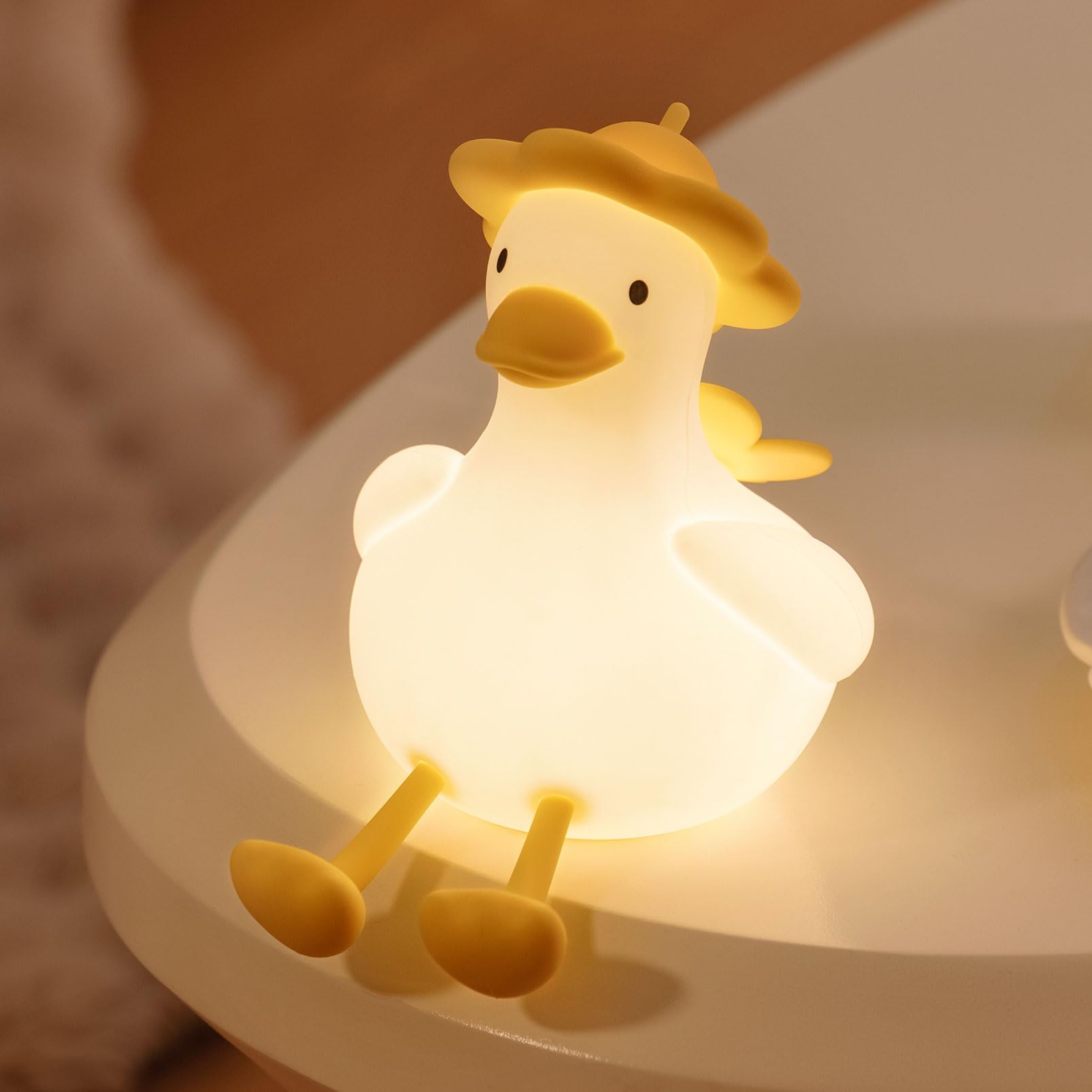 Auezona Luce Notturna Bambini, Silicone Lampada Paperella, Luce Notturna LED Dimmerabile, Kawaii Luce Notturna Neonato, Lampada Notturna per Bambini Ricaricabile, Regalo Neonato Bambina