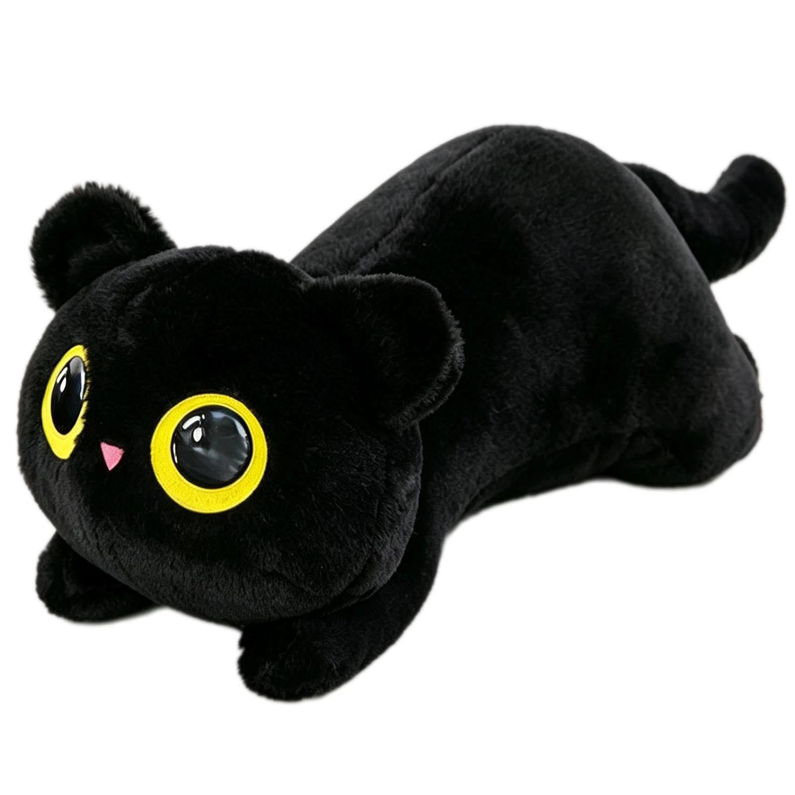 HOMEXYLYL Cute Cat Stuffed Animal, Long Cat Plush Pillow(Black,90cm/35in)