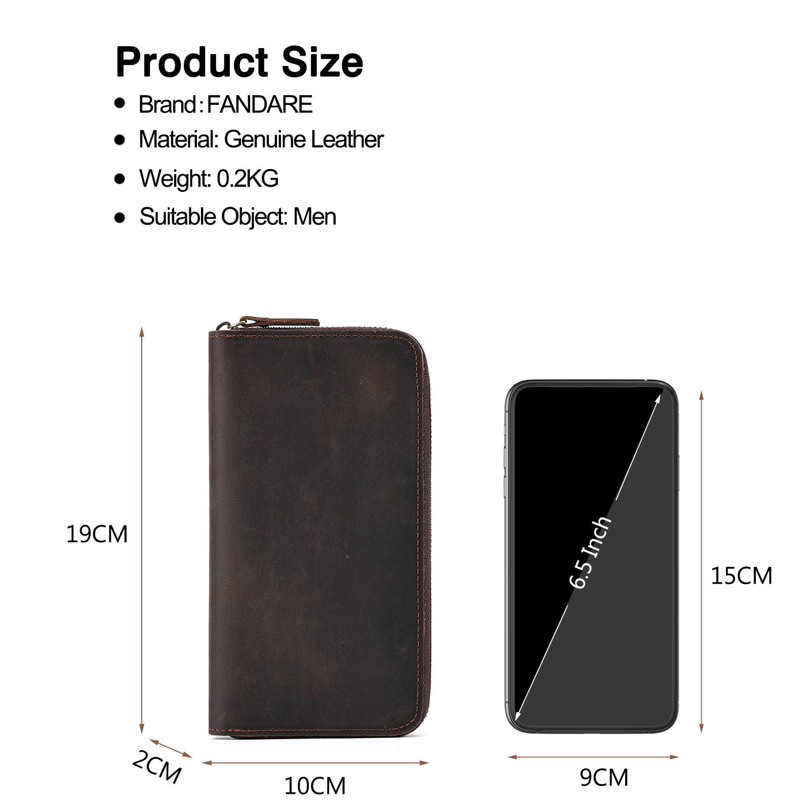 FANDARE Portafoglio Porta Carte di Credito RFID Blocking Portamonete Uomo Retrò pochette Portafogli Pelle Portafoglio con 8 Porta Carte di Credito, 2 Scomparti Banconote Portamonete Porta Tessere