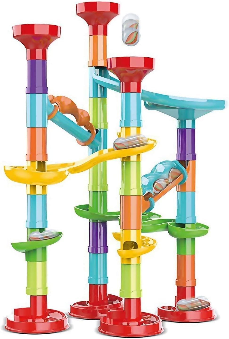 Xspring Marble Run Set for Kids, 50PCS Marble Maze Track Race Game, Construction Building Blocks Toys, Maze Educational Race Game, Educational Toy Gifts for Boys and Girls Age 3 to 12
