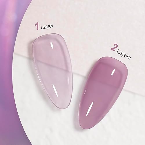 Miniatura 5 de GAOY Jelly Nude - Esmalte de uñas en gel, 0.63 onzas líquidas, esmalte de gel translúcido rosa traslúcido, curado con luz UV para arte de uñas,