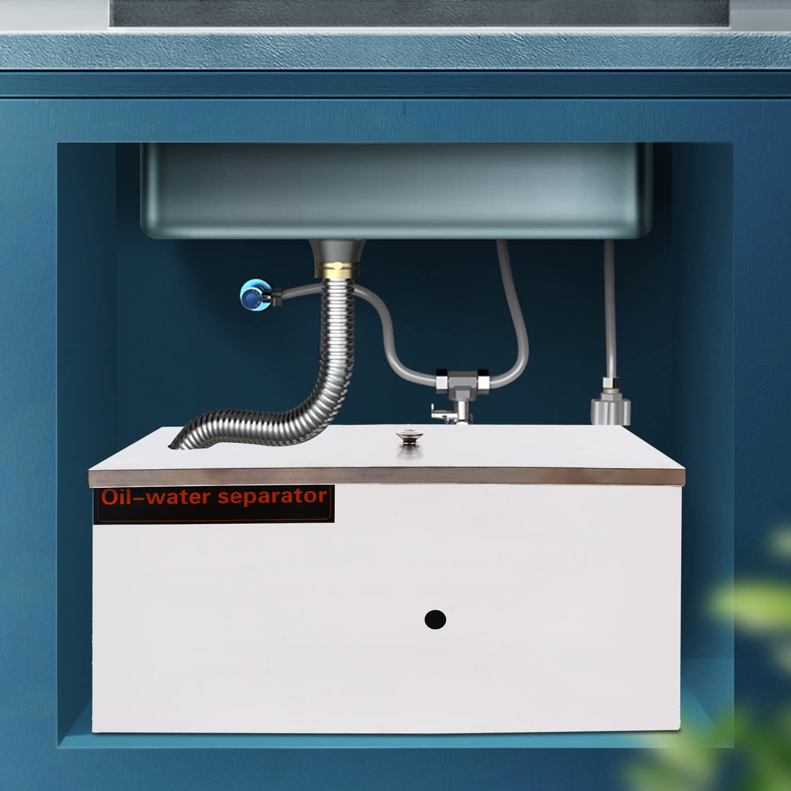 Separador de grasa debajo del fregadero Separador de grasa de acero inoxidable separador de grasa comercial para separar aceite y agua plata 60 x 30 x 30 cm
