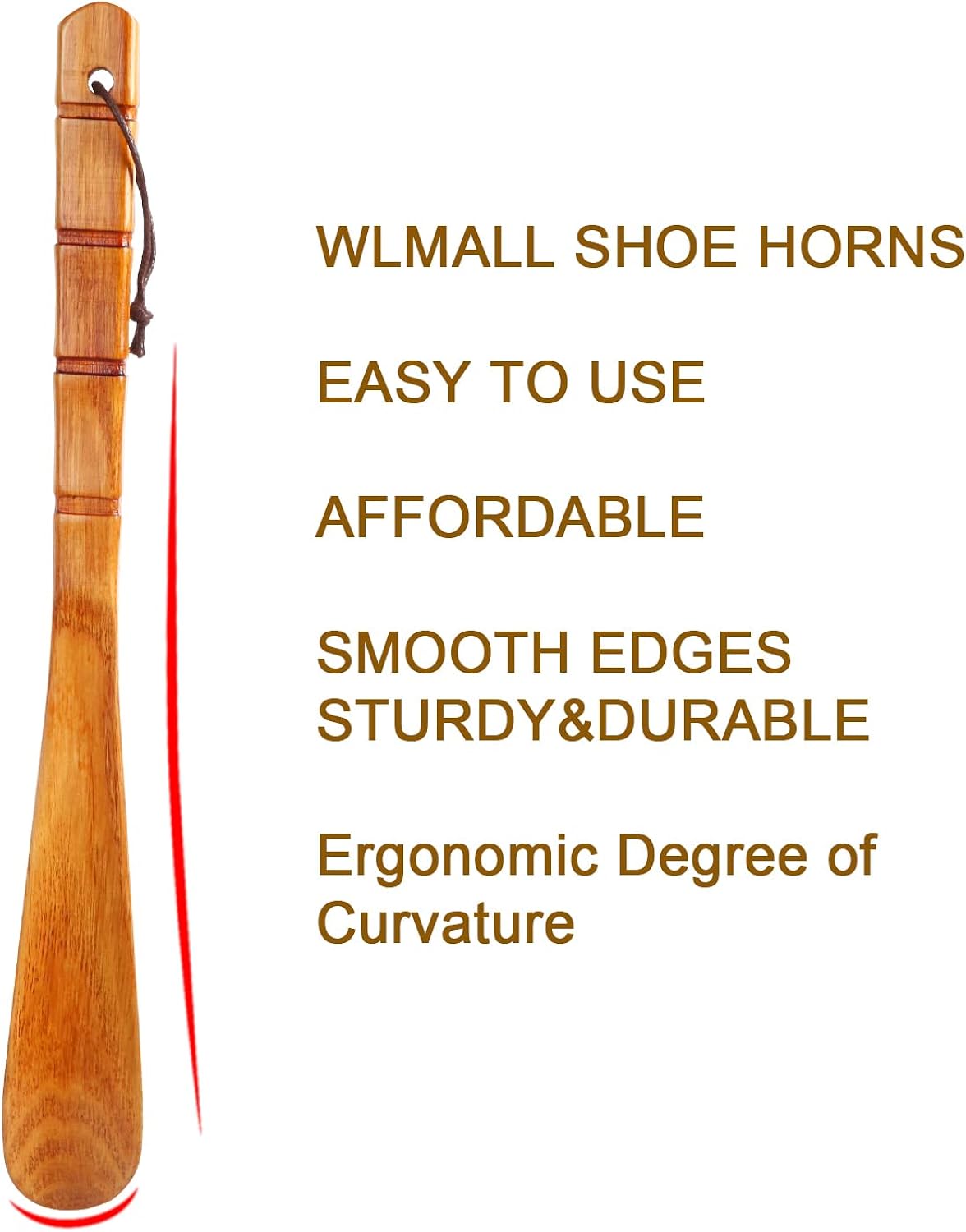 Premium Wooden Shoe Horn, 1 PCS Shoehorns Durable, 13" Long