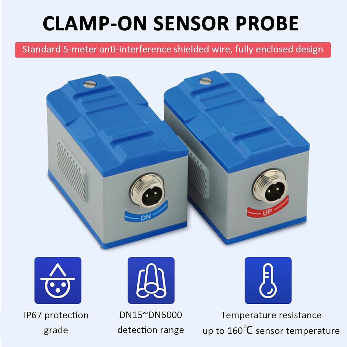 Medidor de flujo ultrasónico digital, dispositivo de sujeción de mano para medición de flujo de tuberías