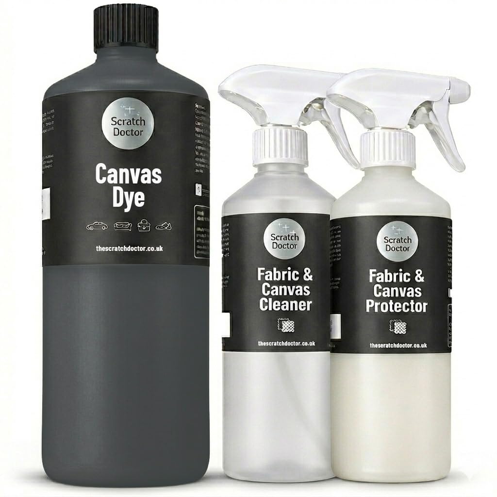 Scratch Doctor - Kit di tintura in tela per ripristinare il colore sbiadito su auto convertibili, tetto barca, tenda da sole e top morbido (grigio scuro, 1000 ml)