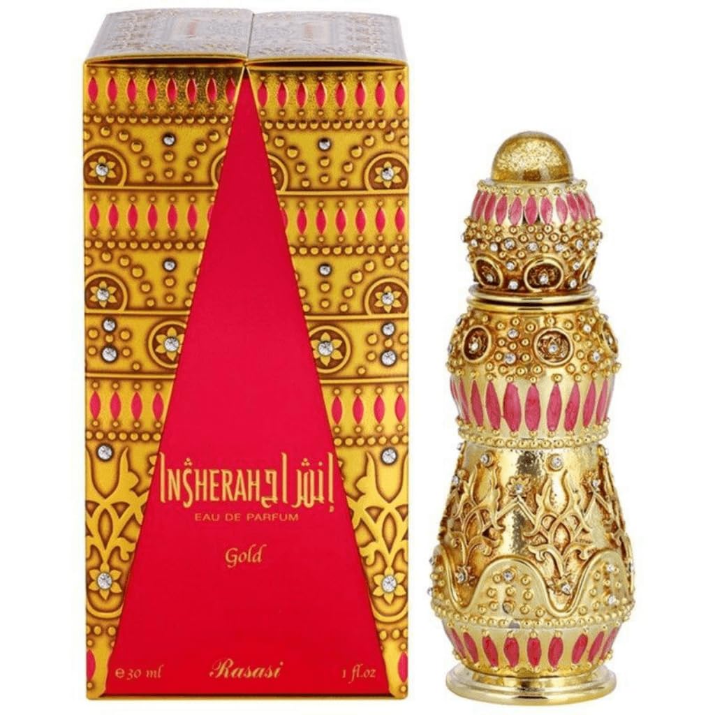 RASASI Insherah Gold for Men and Women (Unisex) EDP - 30 ML (1.0 oz) | Oriental Fragrance for every Occasion | Enchanting Neroli, Spicy, with Subtle Essence of Musk & Amber | Elegant bottle Perfumes