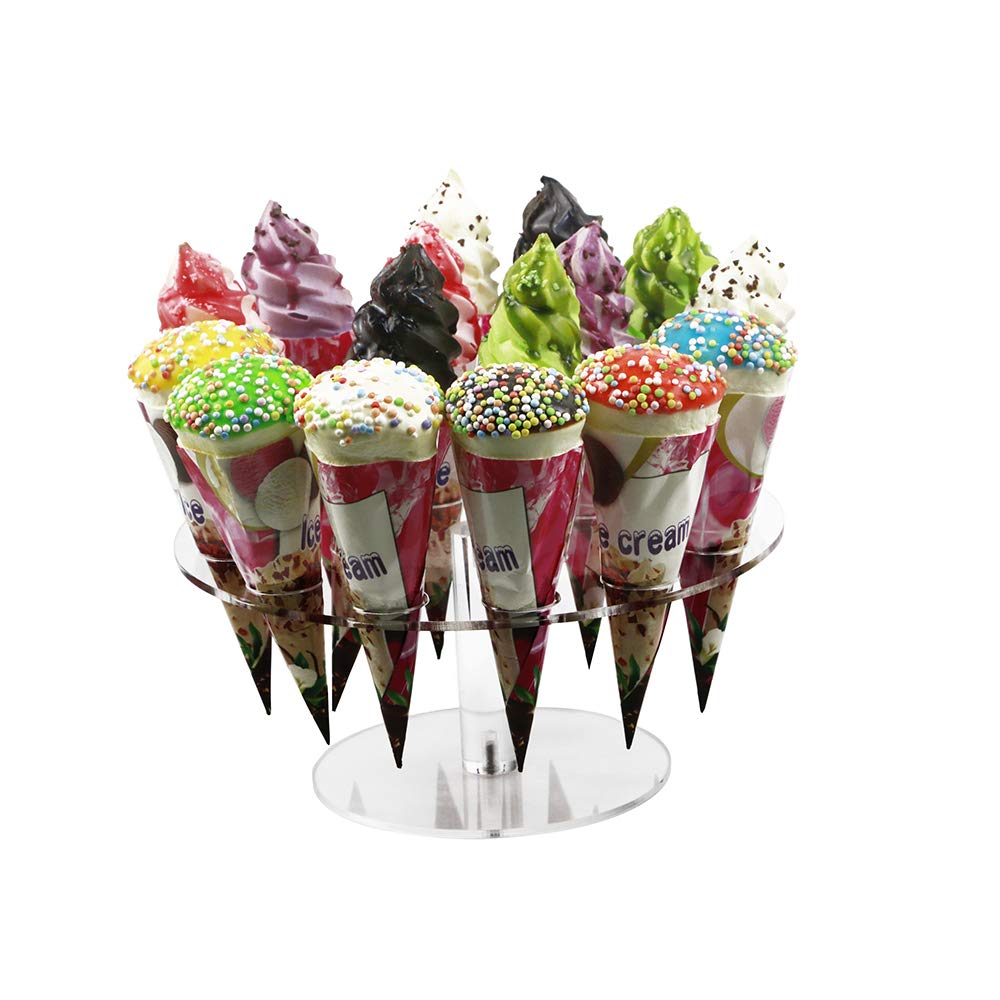 HMROVOOM Ice Cream Cone Holder,16 Holes Ice Cream Cone Holder Stand,Cotton Candy Cones Holder,Acrylic Cone Holder,Cone Holder Stand