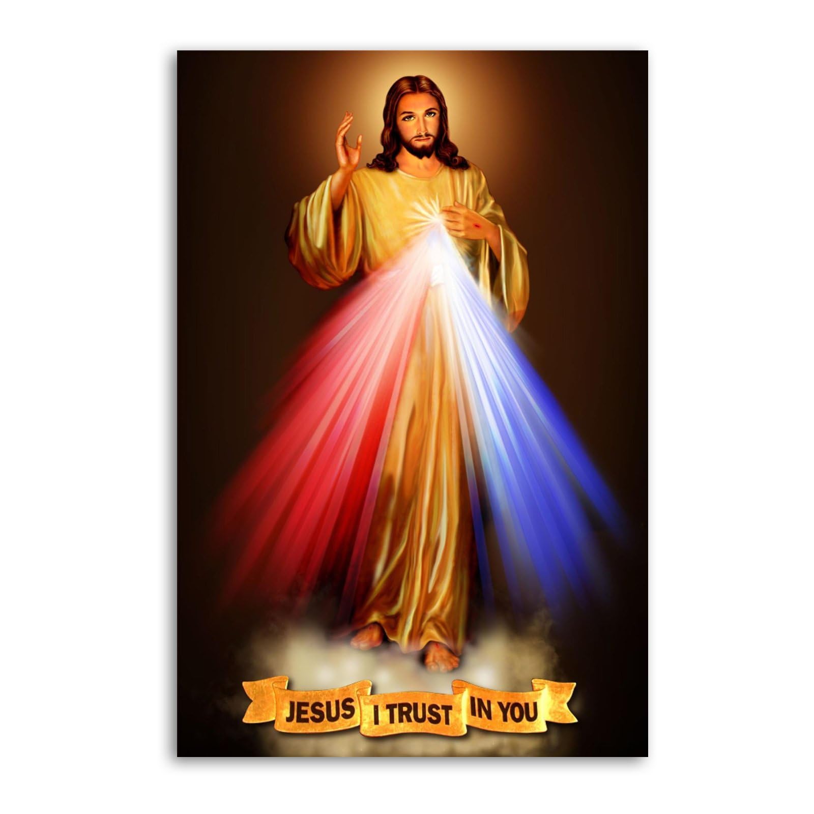 Merciful Jesus Prayer for Divine Mercy Canvas Art Poster and Wall Art Picture Print Modern Family Bedroom Decor Posters 12x18inch(30x45cm)