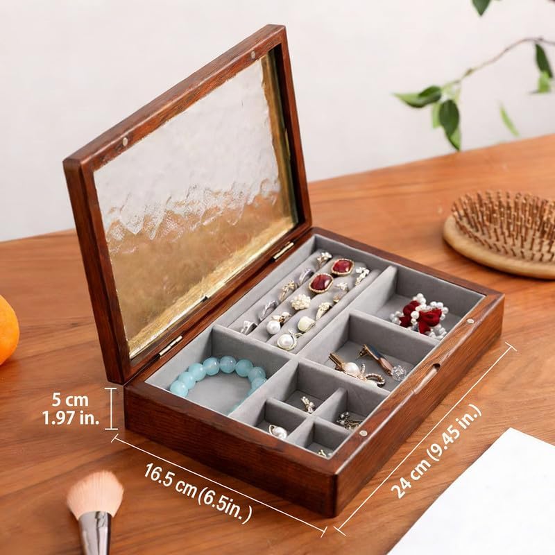 Multi-Compartment Walnut Wood Jewelry Box with Magnetic Closure image 3