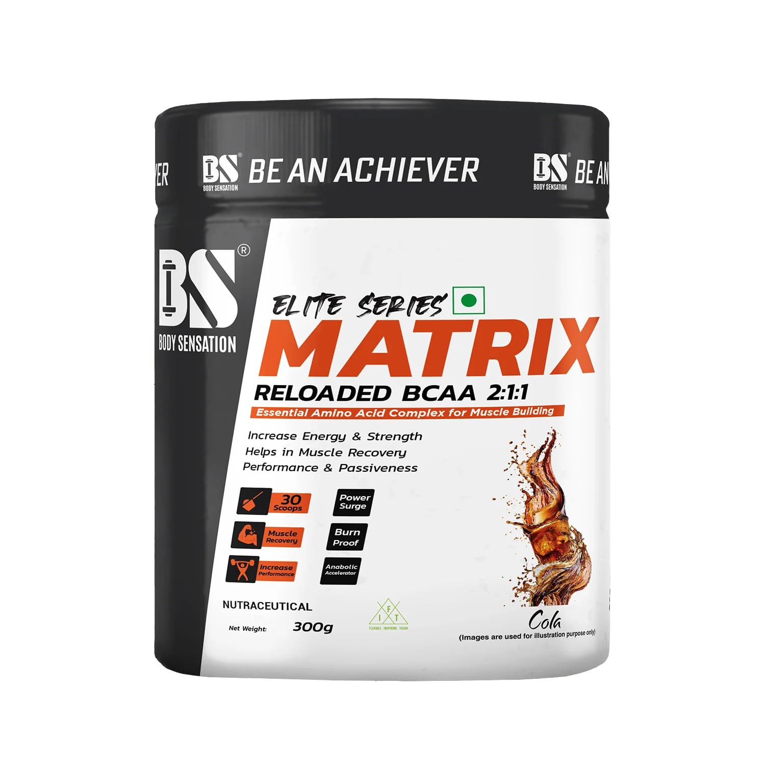 GenericBODY SENSATION ELITE SERIES MATRIX RELOADED BCAA (300 gm, Cola)