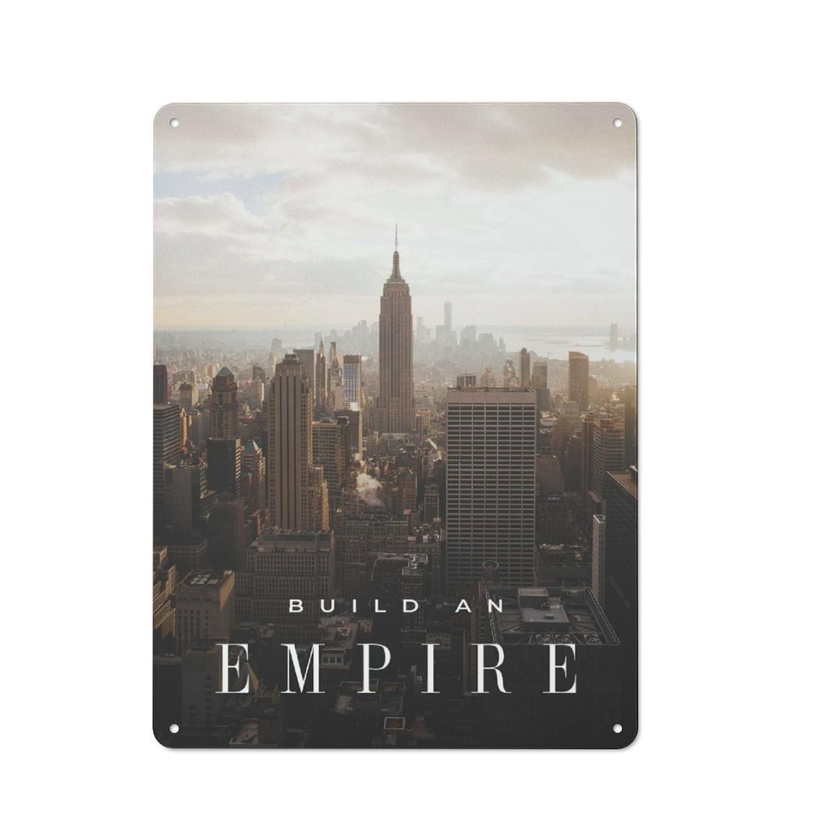 Junmoney Style-15 Build An Empire Workshop Style Metal Wall Decor 40X30cm, Decorative Metal Plaque For Garage, Hobby Room, Office Or Man Cave