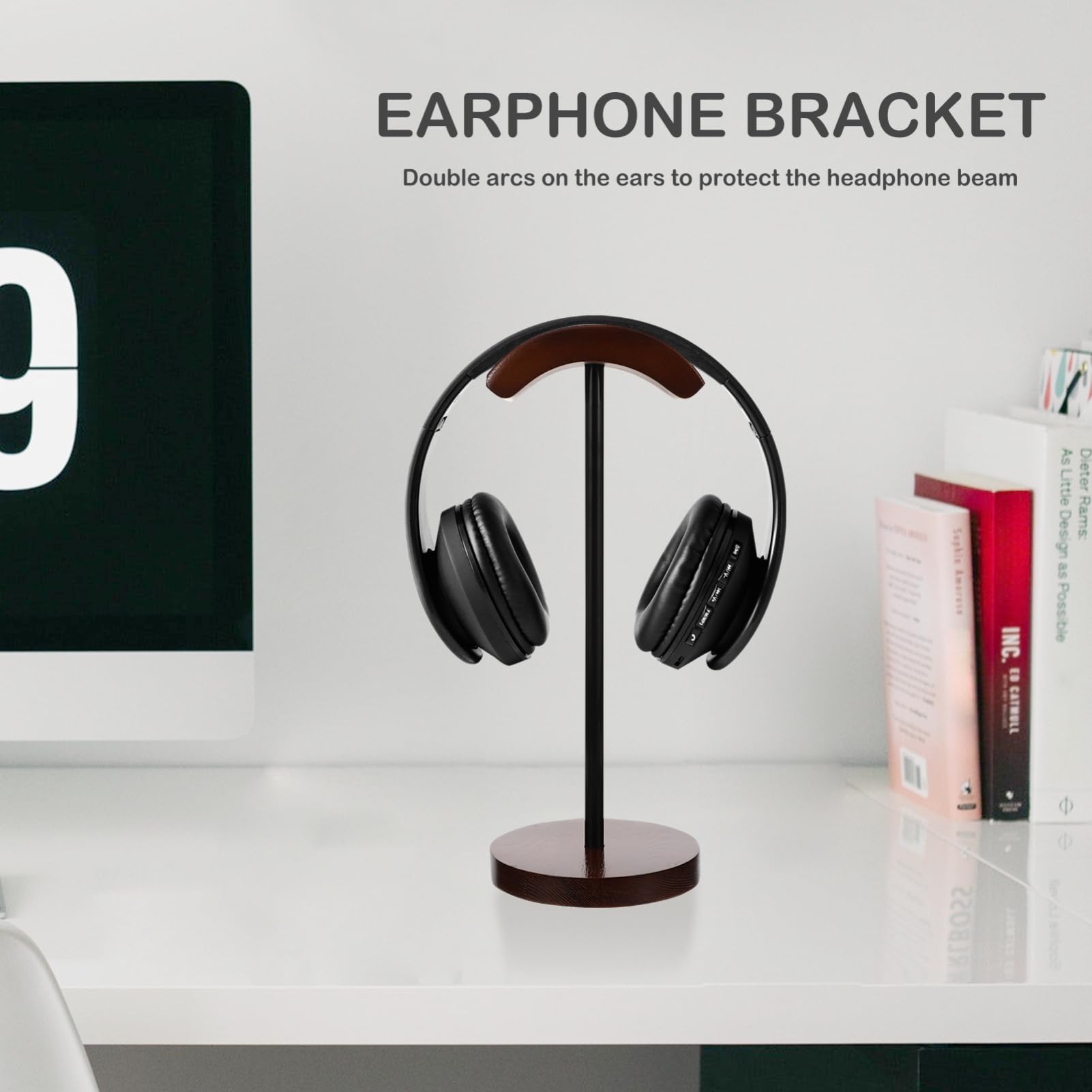 Angoily Soporte De Auriculares De Madera Inalámbricos Organizador De Escritorio para Auriculares y Accesorios Soporte Práctico y Elegante para Gaming y