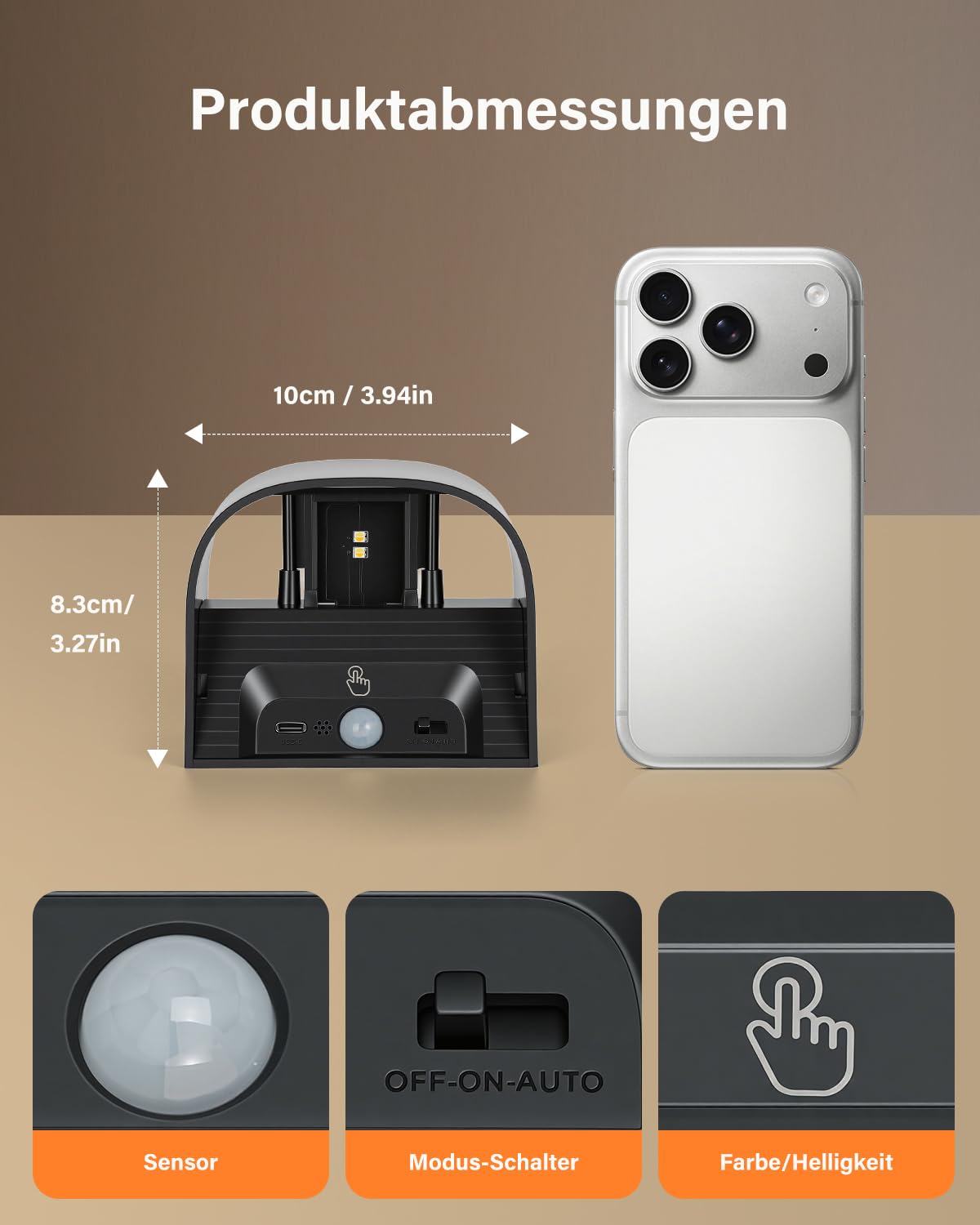 Leselux Wandleuchte Innen mit Bewegungsmelder, Ohne Stromanschluss, 4 Stück | Akku Wandlampe mit Fernbedienung, 5400mAh Aufladbar Batterie, 3 Farben 3000K /4500K/6000K Dimmbar, für Treppen Schlafzimmer