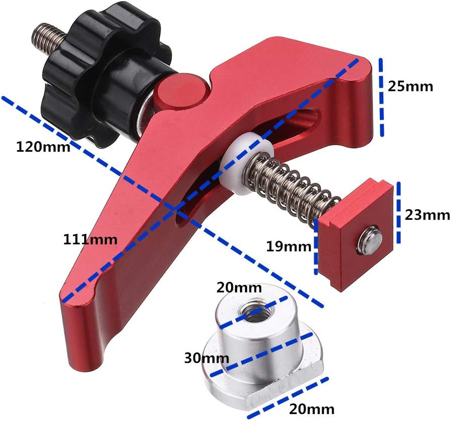 YB07X Quick Acting Hold Down Clamp Aluminum Alloy T-Slot T-Track Clamp Set Woodworking Tool for Woodworking Table