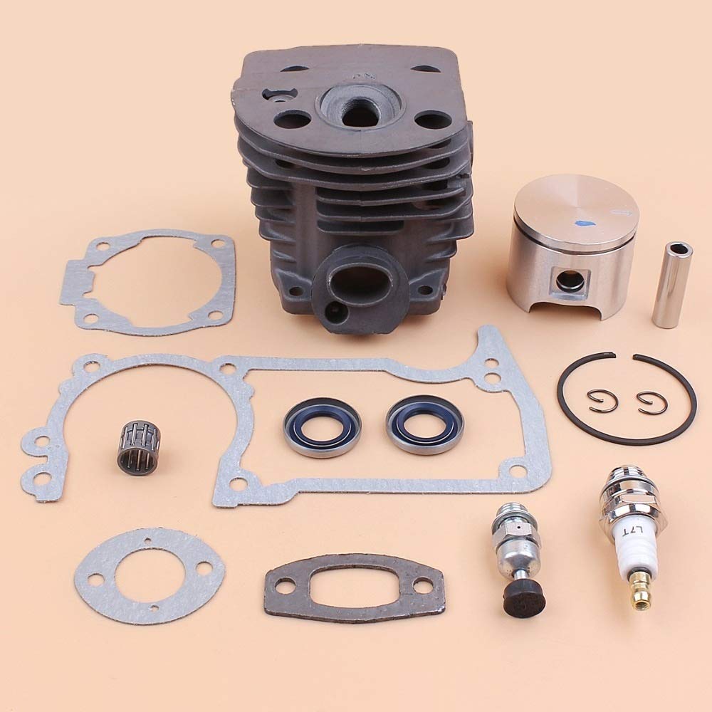 Tiempo Beixi Sello de Aceite del Cilindro de pistón de 46 mm válvula de descompresión de Juntas Kit Compatible con Husqvarna 55, 55 Ranchero, 51 Motosierra Motor Motor Parts