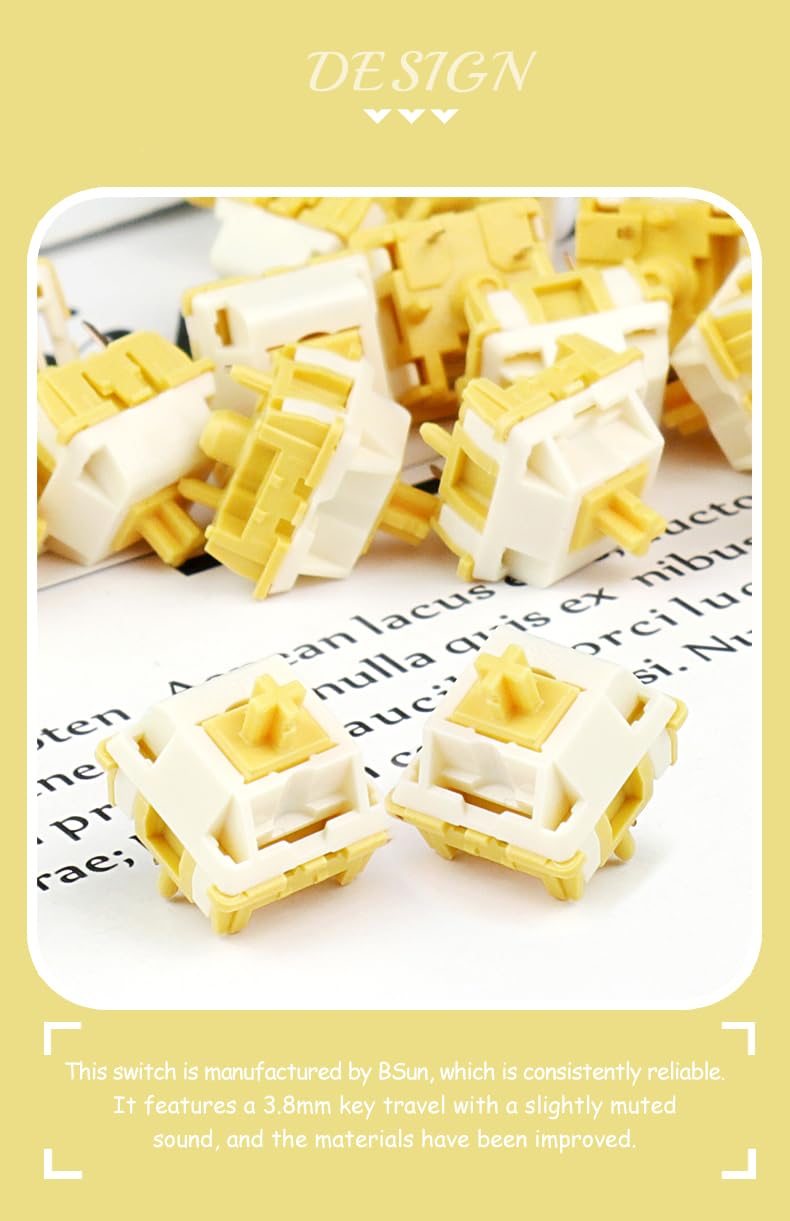 KPREPUBLIC MDragon Commutateur linéaire à tige MX 33 g, 40 g, 42 g, 50 g pour clavier mécanique de jeu, pré-lubrifié POM PC PA66 (MilkDragon Switch x90)