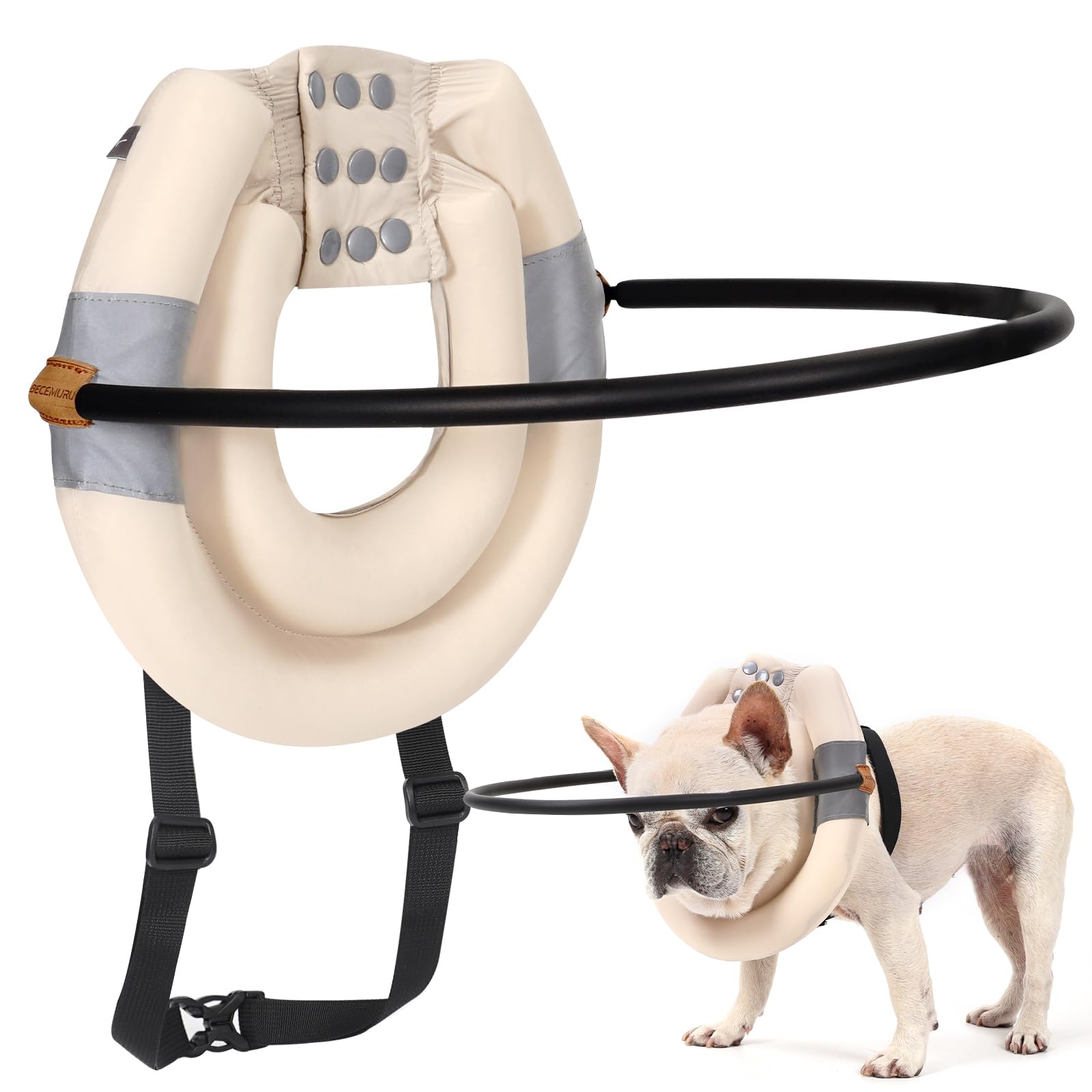 BECEMURU Blind Dog Halo, Blind Dog Cat Harness Guiding Halo Dog Collar Ring Pet Anti-Collision Ring Protective Device,Lightweight Adjustable Help Build Confidence (L)