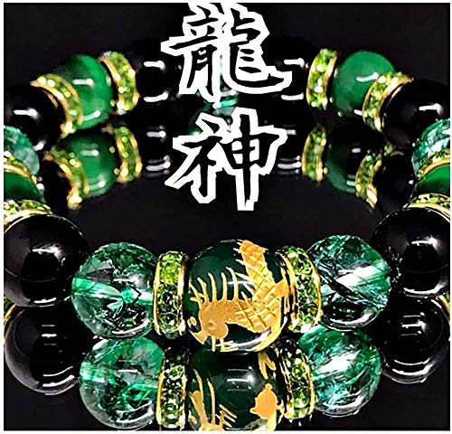 龍 鳳凰 金彫りブラックオニキス 水晶 運気UP 厄除け パワーストーン