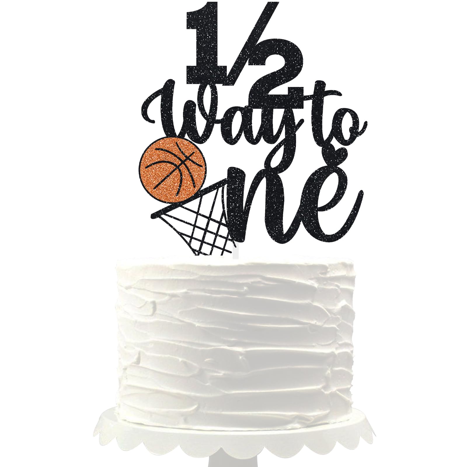 Basketball 1/2 Way to One Cake Topper half birthday decoration baby boys girls 6 month birthday party supplies