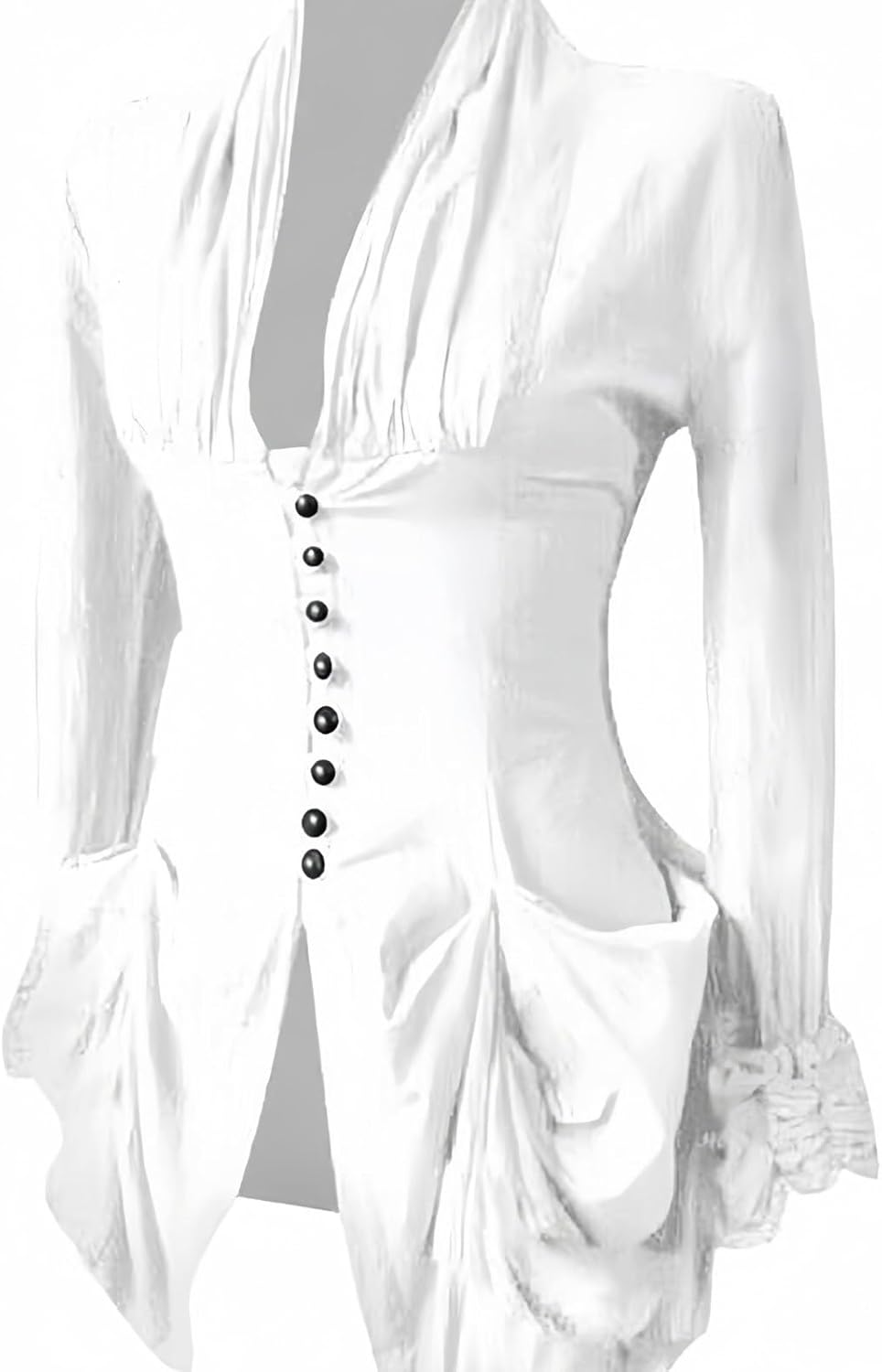 Women's Dressy Vintage Renaissance Victorian Blouse Medieval Pirate Lotus Ruffled Long Sleeve Shirt Peasant Tops