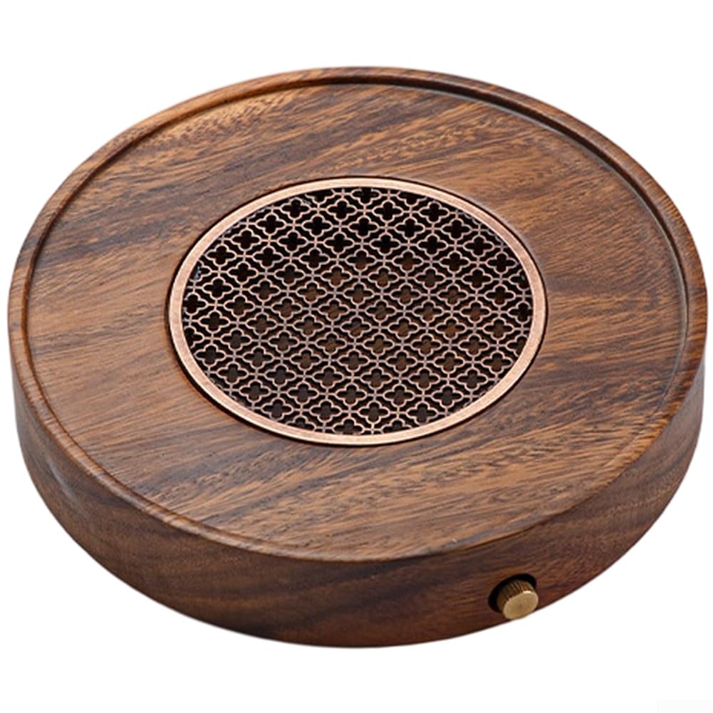 Bandeja China para té Kungfu, Bandeja de té de Nogal Americano con Drenaje Doble Panel extraíble Detalles de Zinc Drenaje Oculto