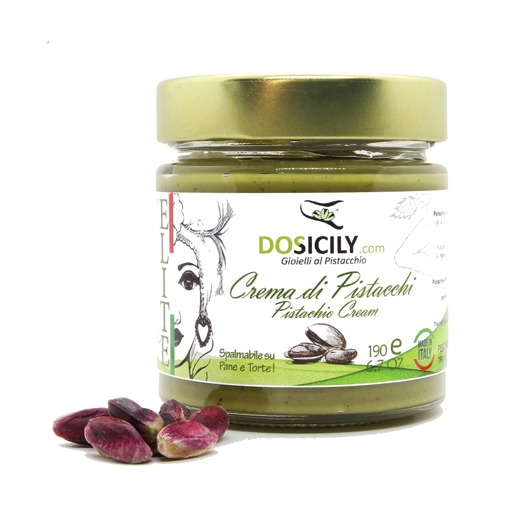 DOSICILY.COM - "Gioielli al pistacchio - Trio Of Pistachio Cream ELITE Sicilia Handwerklicher Aufstrich für Süßigkeiten und Rezepte mit Pistazien 3 x 190g