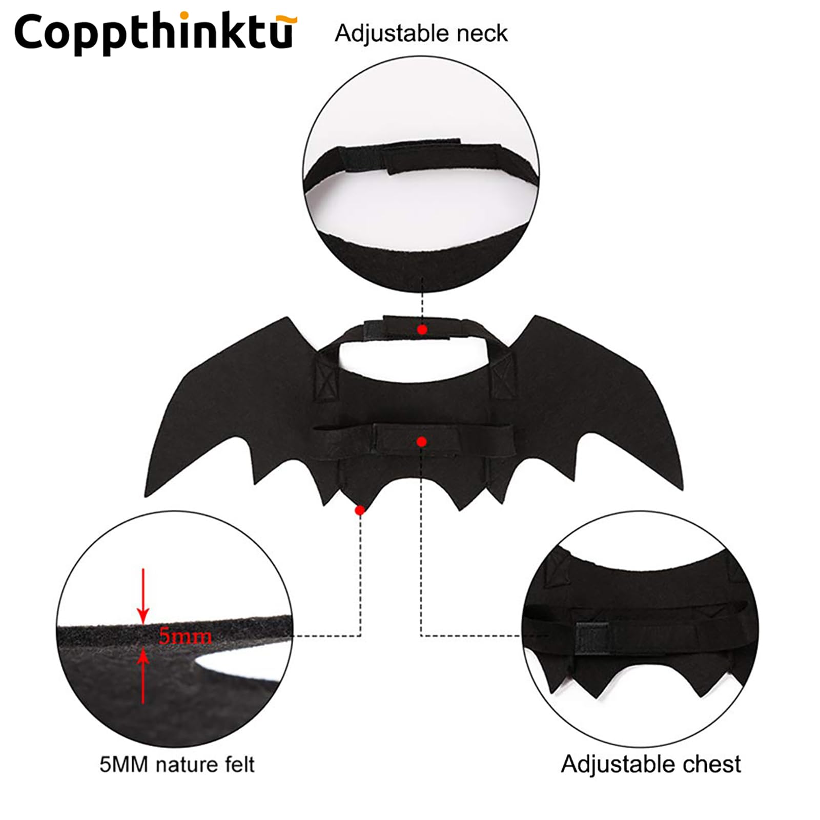 Coppthinktu Dog Bat Wing Costume, Halloween Costumes for Dogs, Pet Halloween Party Dress Up Costume, Bat Wings for Dogs, Halloween Party Decoration Cosplay Pet Bat Costume for Small Medium Large Dogs
