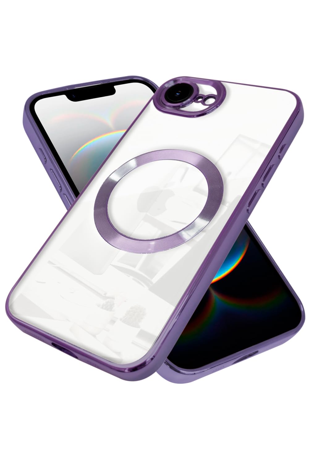Sizkawil Re iPhone 16e Case, MagSafe Compatible, Clear Lens Protection Cover, Wireless Charging, Shockproof, Hybrid 7 Smartphone Case, Pack of 1, Dark Purple