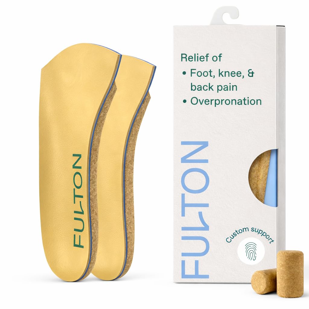 Fulton Universal Shoe Inserts for Men/Women with Custom Molding & Arch Support - Everyday Cork Inserts for Shoes Without Removable Insoles - Prevent