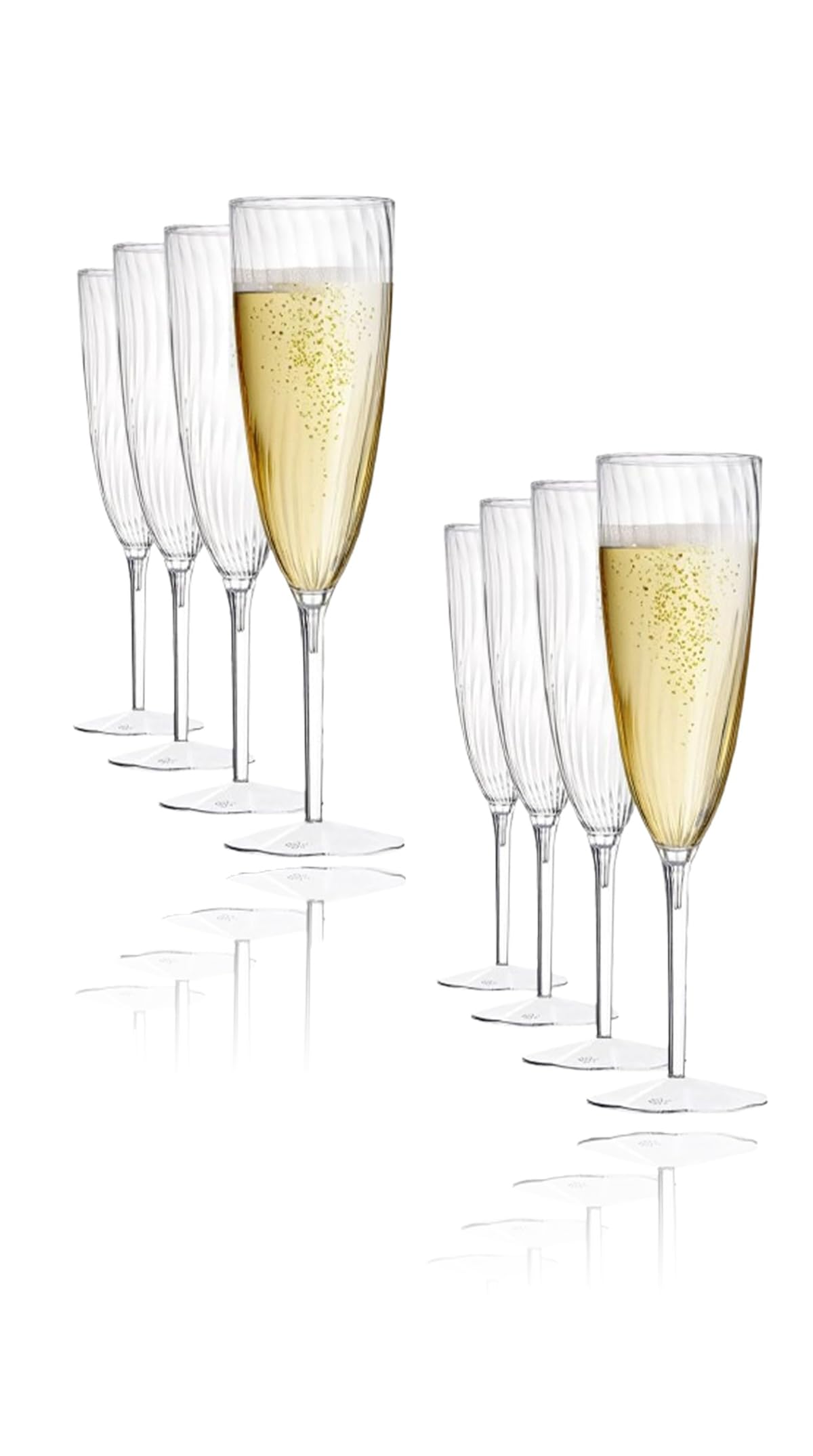 Sweet seven 8-Pack 6 oz Clear Disposable Plastic Champagne Flutes - Ideal for Wedding, Parties, and New Year's Eve Celebrations