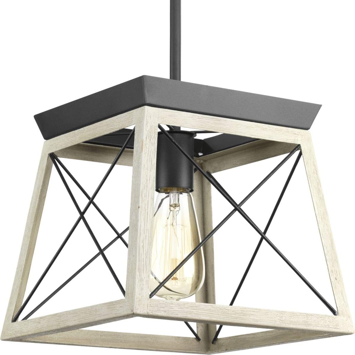 Progress Lighting Briarwood Collection 1-Light Coastal Mini-Pendant Light Graphite, Black