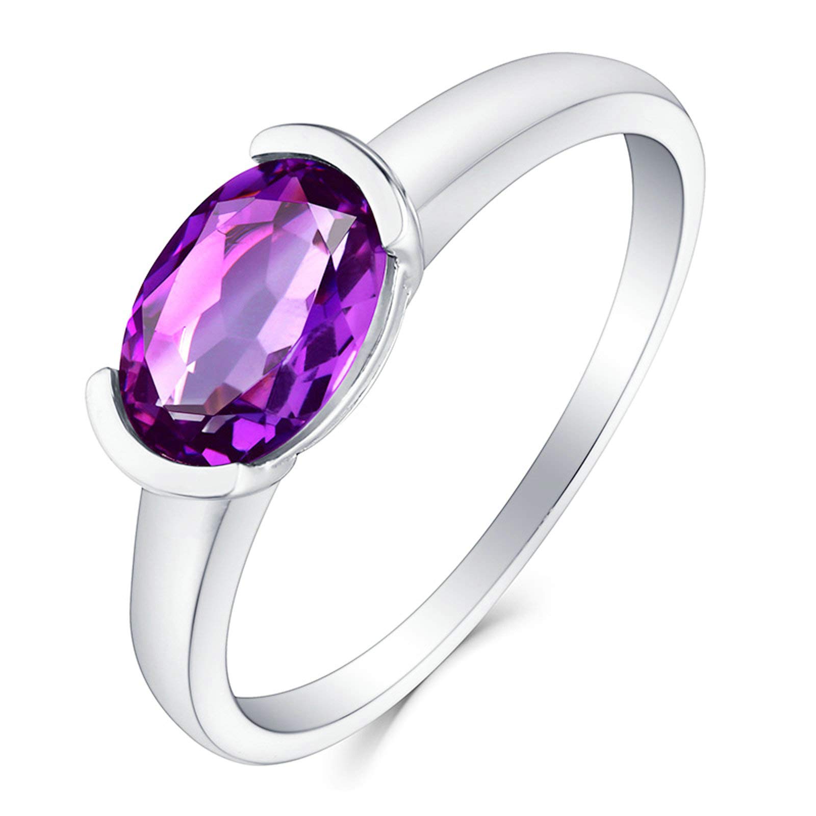 Beydodo Pierścionek damski złoty 750, owalny, ametyst 0,94 ct, pierścionek zaręczynowy, białe złoto, pierścionek ślubny dla niej e 18 karatów (750) białe złoto, 53 (16,9), colore: białe złoto, cod. TLLWGZ1771