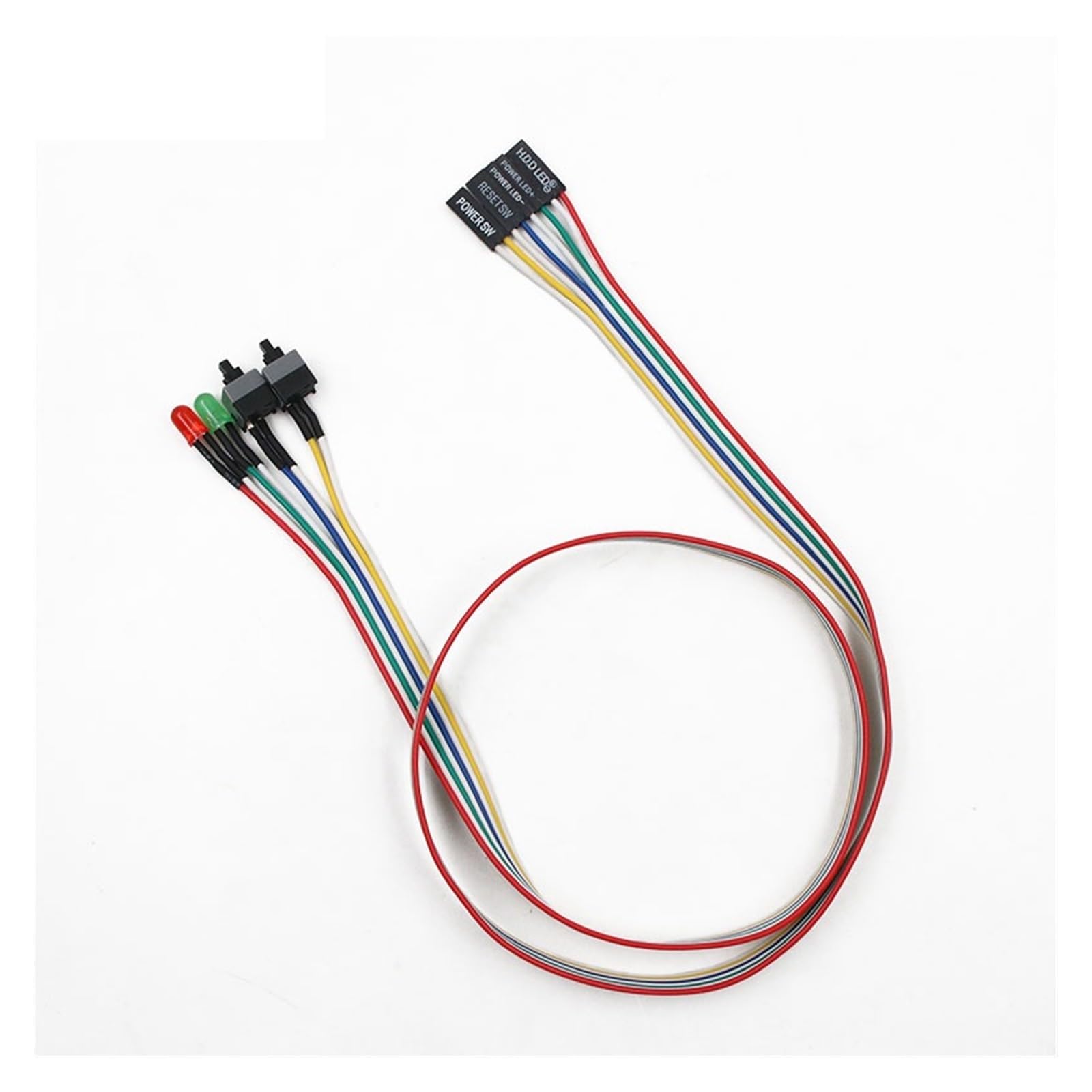 BKGWCSOR 68CM ATX PC Compute Motherboard Power Cable On/Off/Reset with LED Light PC Power Reset Switch Push Button Switch Switches