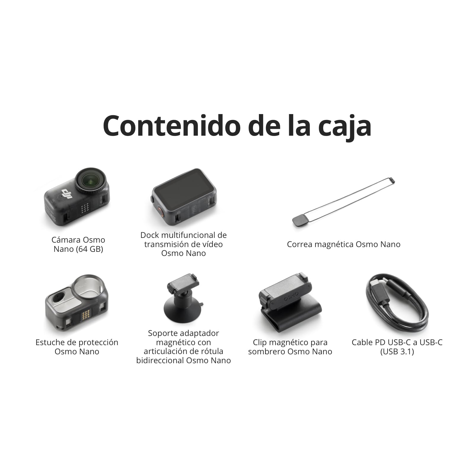 DJI Pack Estándar Osmo Nano (64 GB), cámara vlog 4K portátil, Sensor 1/1.3″ | Sensor 1/1.3″ | 4K/60 fps y FOV de 143° | Autonomía 200 min | Transferencia rápida de contenido | Diseño magnético portátil