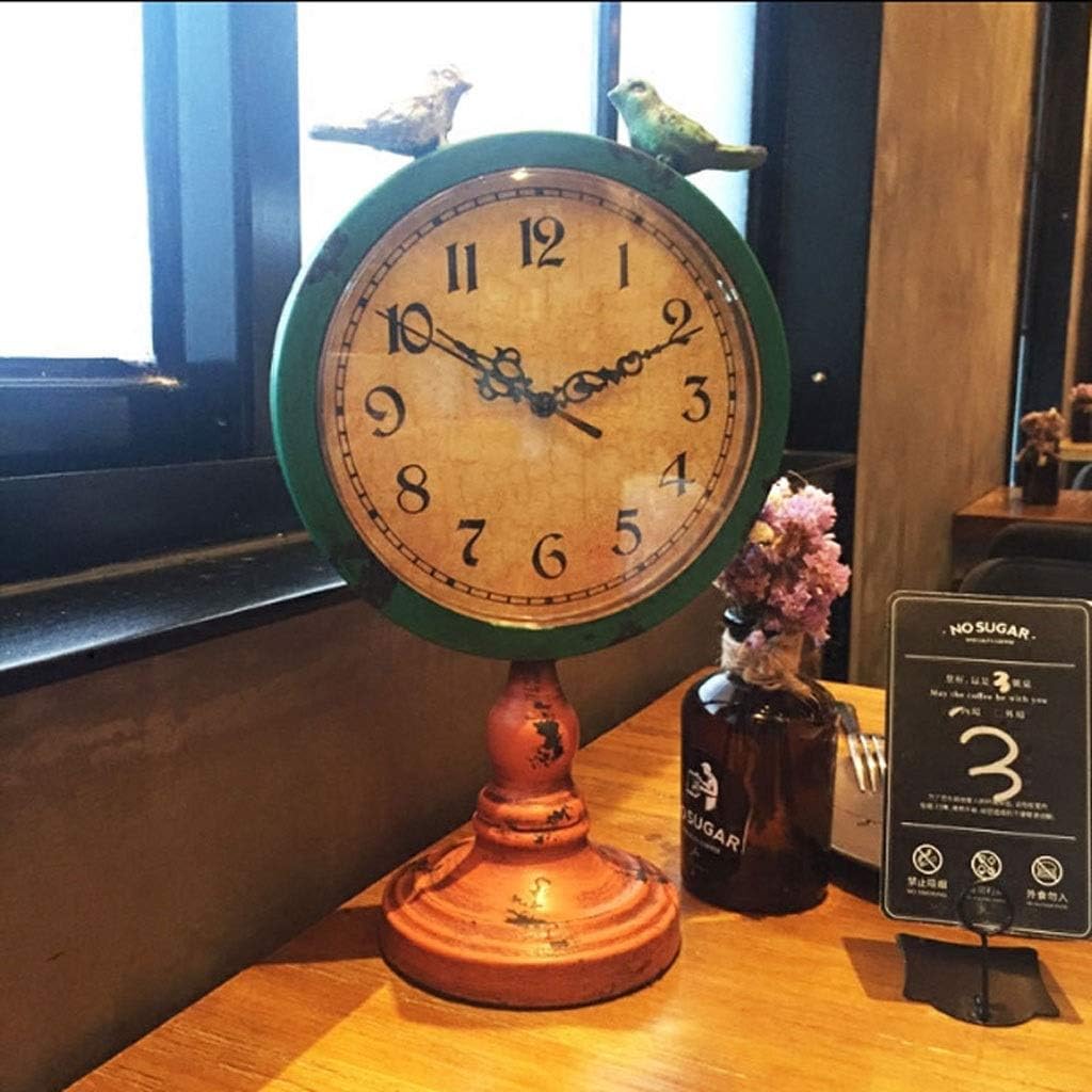 Desk Clock European Clock Mute Clock Simulation Quartz Clock Home Decoration Retro Wrought Iron Table Clock Ornaments Living Room Kitchen Desktop Clock