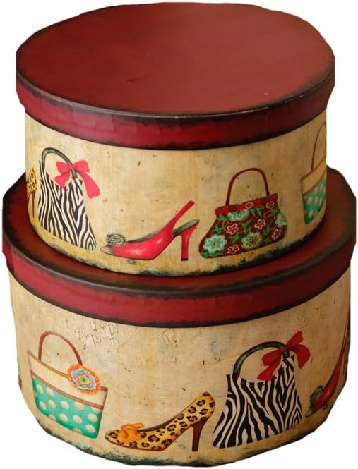 Your Heart's Delight Round Shoes and Purses Nesting Boxes, 9 by 5 by 9-Inch, Set of 2