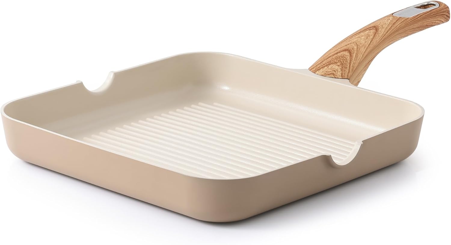 SENSARTE Nonstick Grill Pan for Stove Tops, Versatile Griddle with Pour Spouts, Square Big Cooking Surface, Durable Skillet Indoor & Outdoor Grilling. PFOA Free, 11 Inch, Black