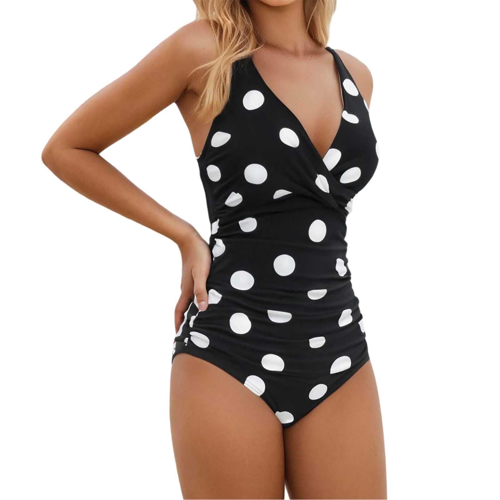 Generico Costume Donna Intero Costume Abbronzante Donna Mare Costumi Interi Modellanti da Bagno Monospalla Piscina Sportivo con Gonnellina Taglie Forti Senza Spalline Volant Push Up Alta Nero Segni