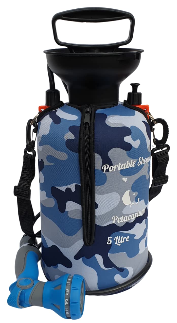 Petacarium Insulated Portable Shower (5 Litre, Sky) for Dogs, Camping, Paddleboarding, Muddy Walks — image 1