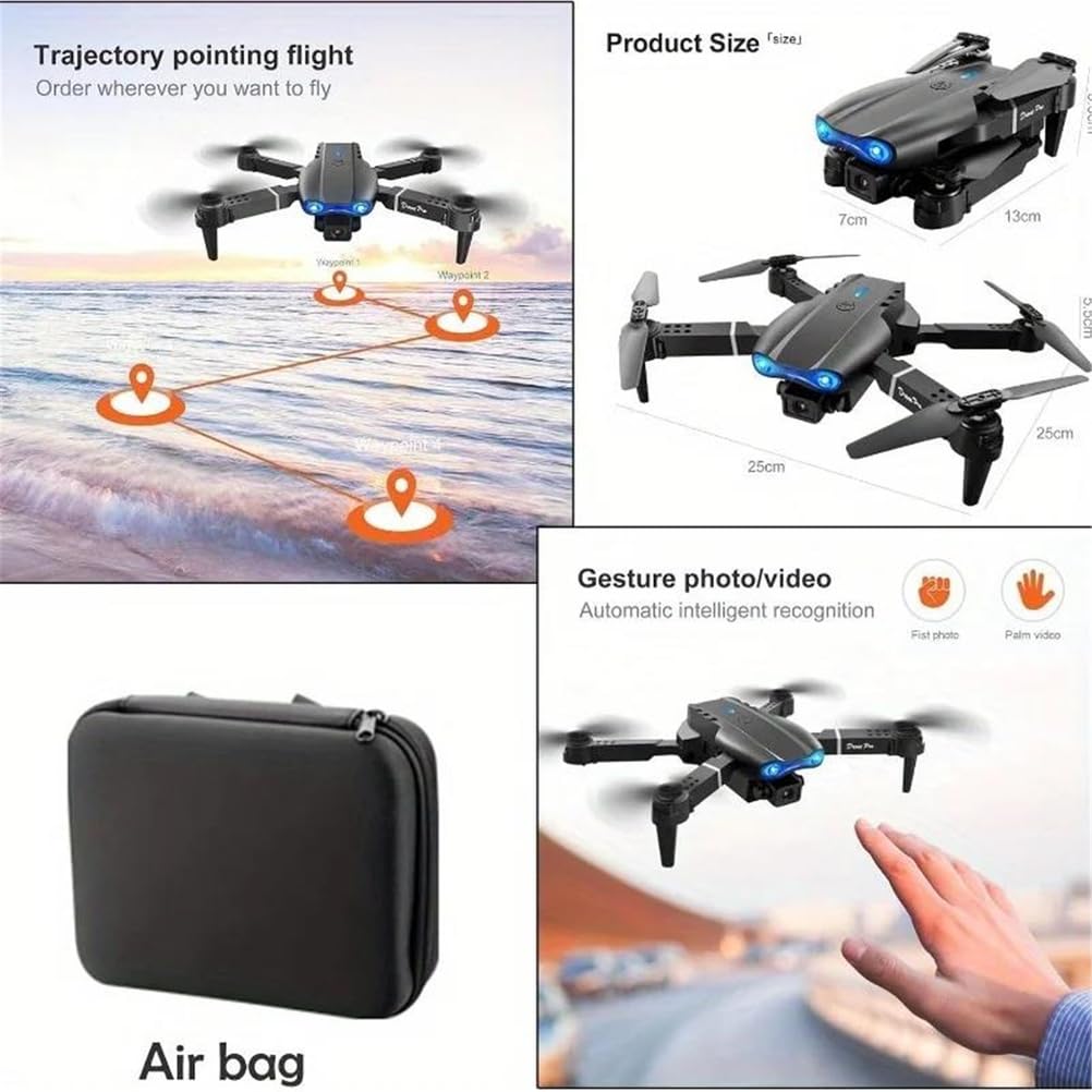 Dron e99pro z podwójną kamerą hd 1080p i funkcją utrzymywania wysokości, przyjazny dla początkujących — długi czas pracy baterii, ładowanie przez usb, idealny prezent na zewnątrz