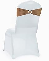 Vista 52 de MDS - Paquete de 50 bandas elásticas de elastano para silla, lazos elásticos para sillas con hebilla deslizante, ajuste universal para bodas, Acción