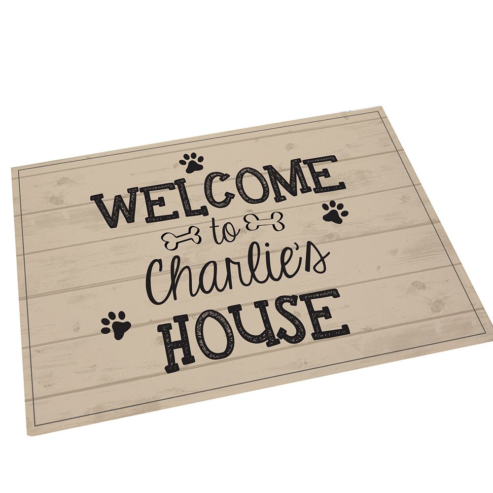 GiftsForYouNow Welcome Personalized Pet Feeding Mat, Dog Bone