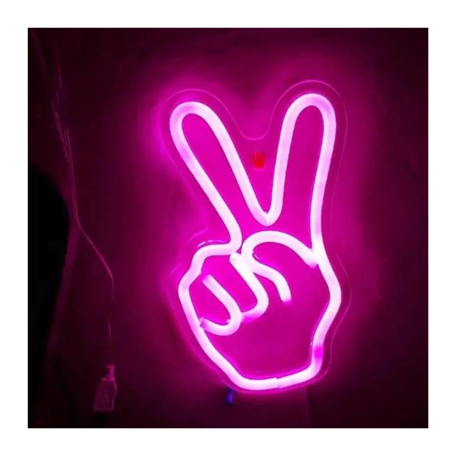 SHOUXI Sign Lamp Peace Hand Neon Sign Victory Gesture Light for Wall Decor Bedroom Living Room Office Game Room Decoration 22cmх13.5cm(Pink)