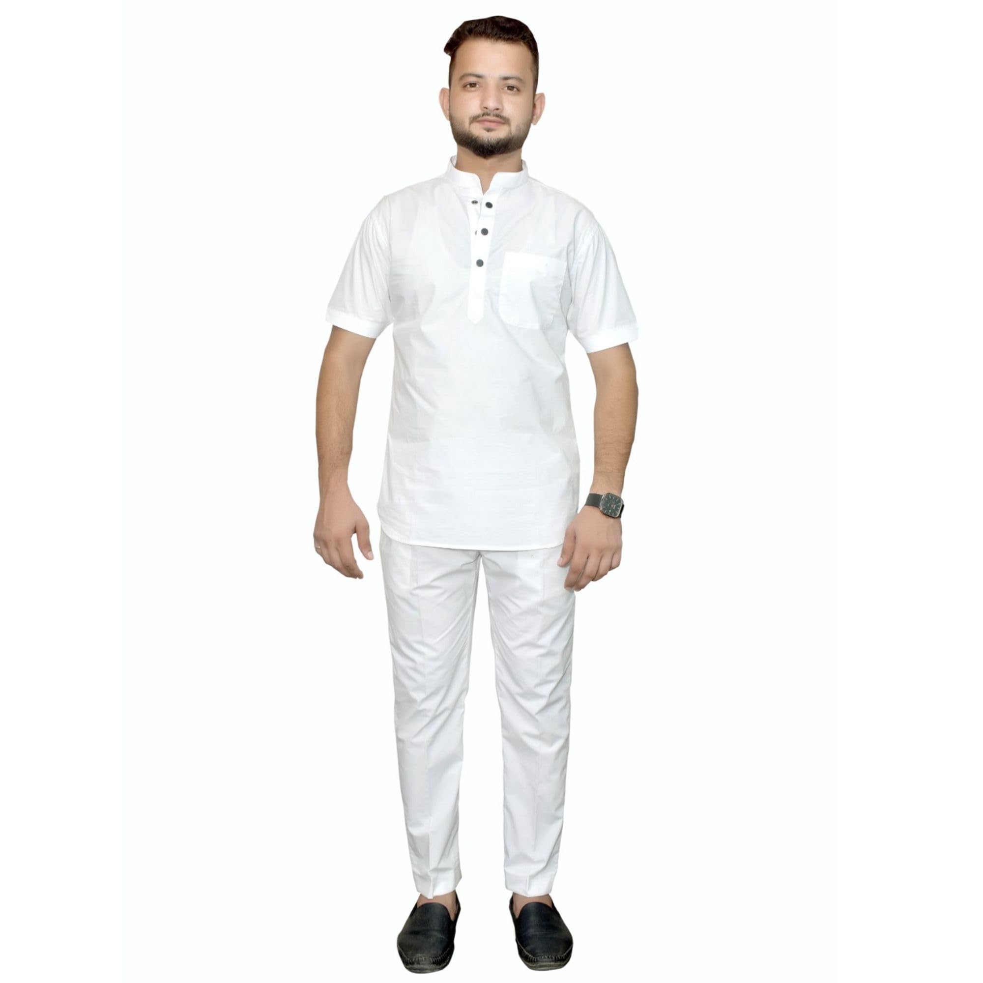 al crease Men's Short Kurta with Pajama, Pure Cotton, Perfect for Outdoor Sports Activity-picture-46