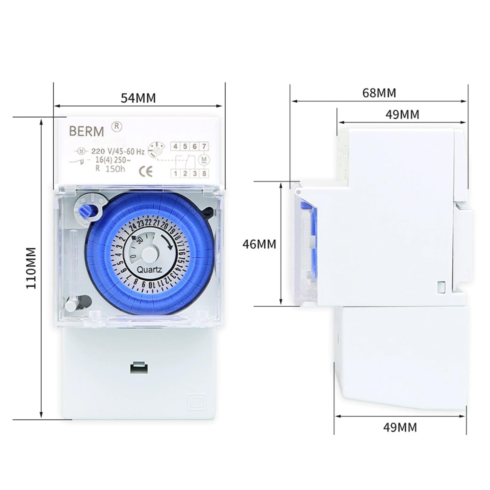 Jadeshay Minuterie Mécanique Étanche Horloge Programmable 24h Programmateur pour Chauffe Eau Électrique, AC230V