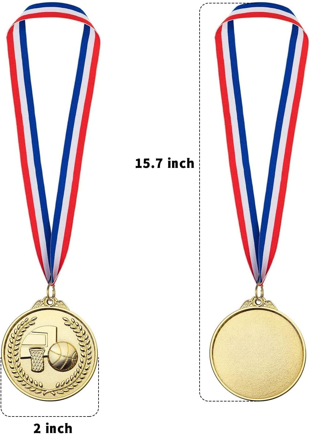 Medallas de metal de baloncesto dorado, 5 cm, juego de 30